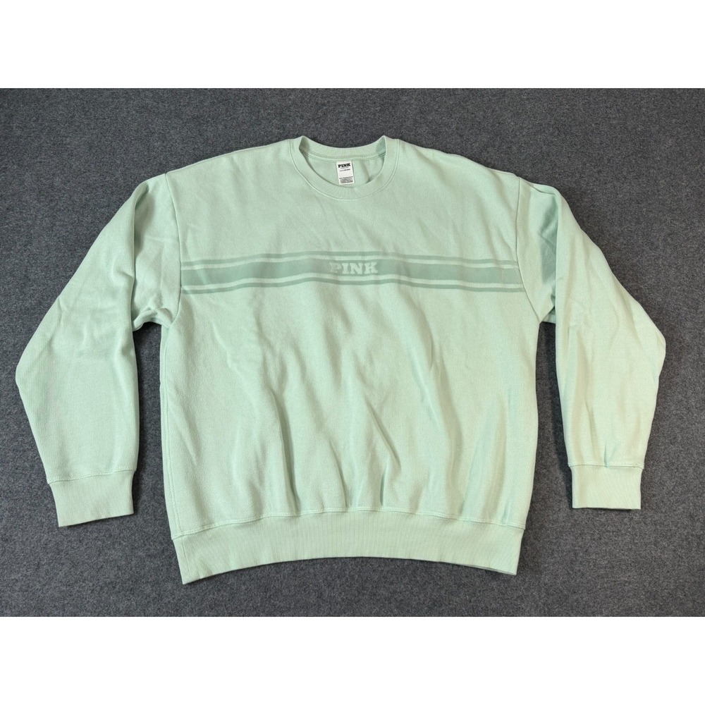 PINK Victoria's Secret Ivy Fleece Campus Sweatshirt Women Large Mint Green